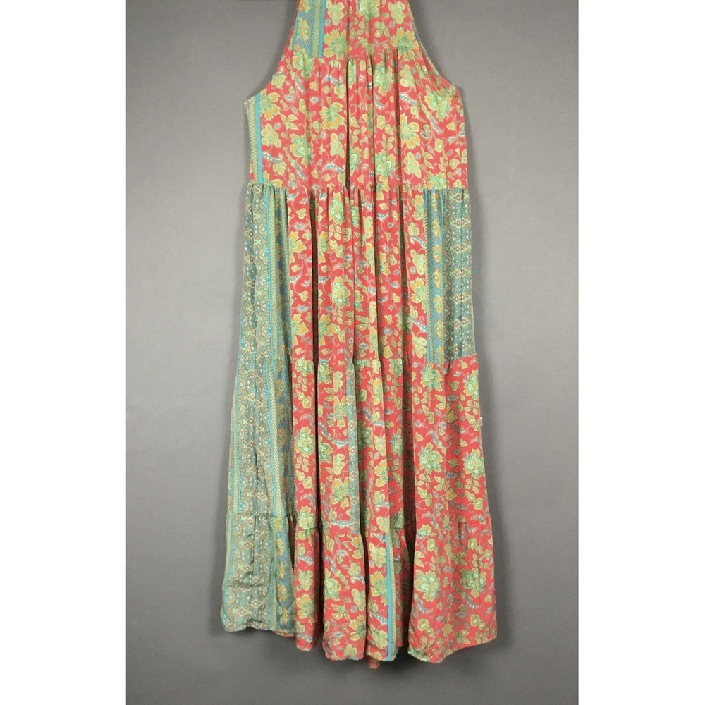 Paani Dress Womens Large Multicolor Floral Halter Maxi Sundress Boho Ruffle - Picture 4 of 10